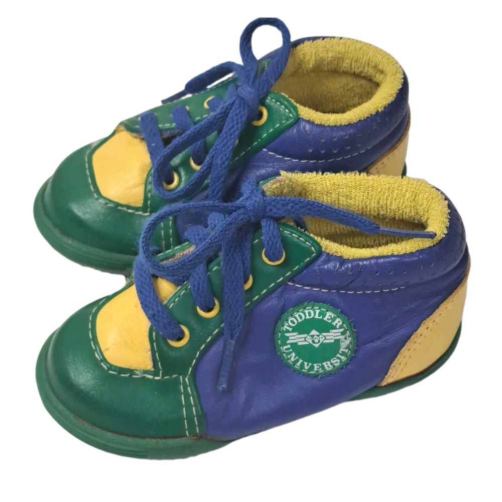 Vintage Toddler University Colorblock Shoes Size 4.5 Colorful Korea